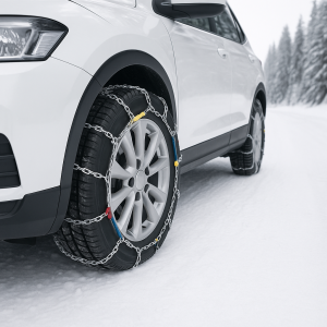 Catene da neve omologate Goodyear G7 montate su auto in inverno